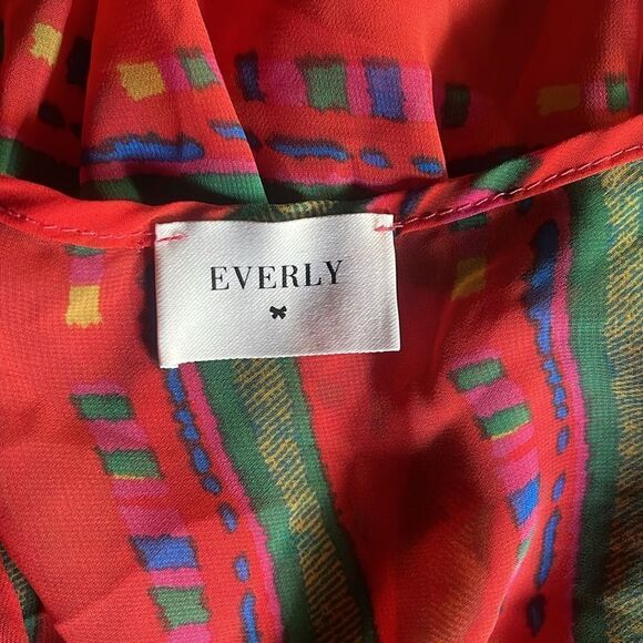 ’Everly: Debbie Tank, Red Sheer Light Ruffle Ham PTP 18’ L 23. - Picture 5 of 6